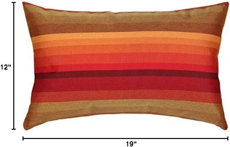 PILLOW DÉCOR Sunbrella Outdoor Pillow, Astoria Sunset, 12"x19" (Set of 2) - Inserts Included