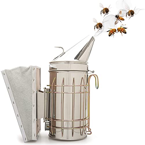 Ahumador de Abejas, Ahumador de Colmena, Accesorios de Apicultura, Acero Inoxidable Colmena, Acero Colmena Material para la Apicultura Equipo, Gran Volumen de Humo, Operación Simple Cover