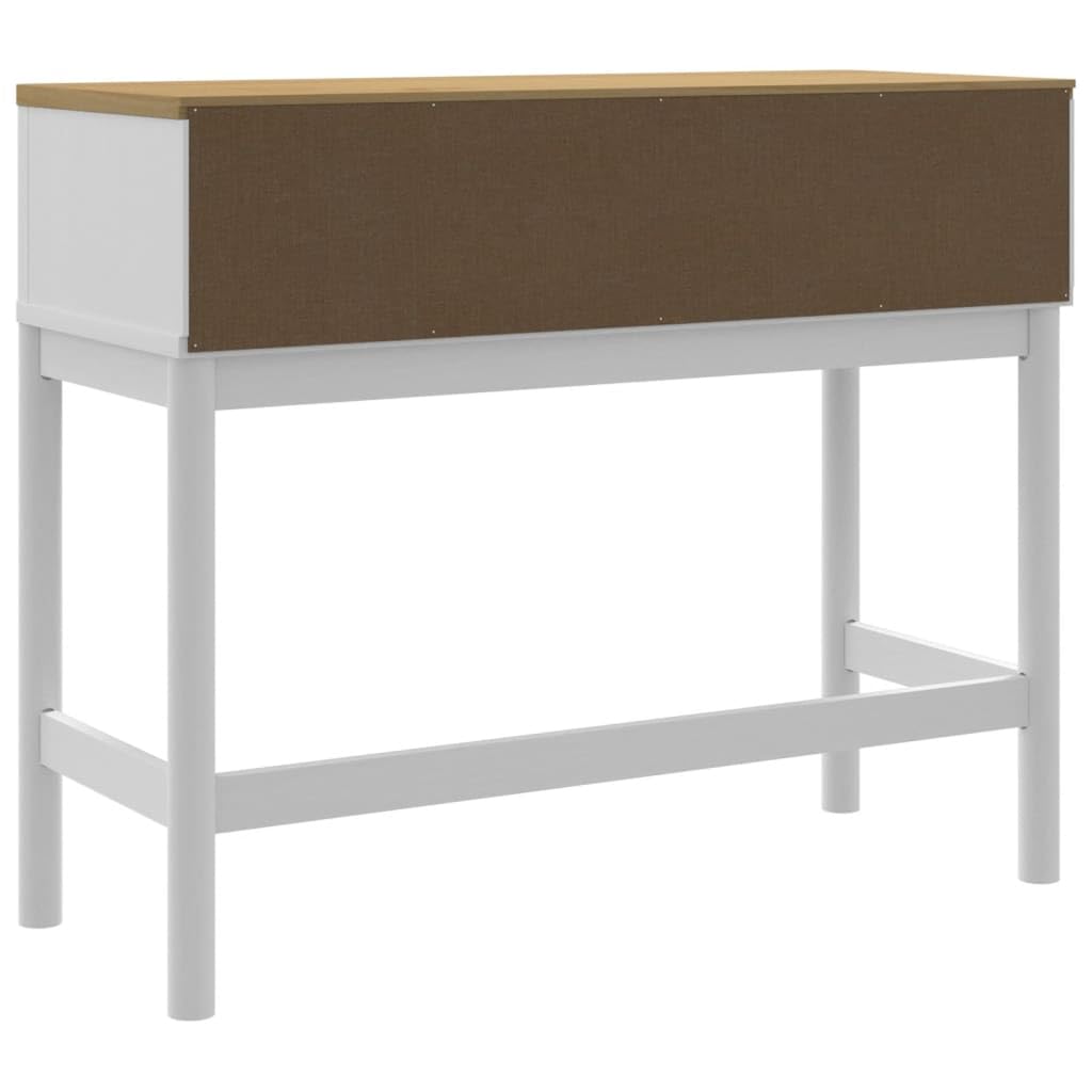 Genérico Mesa Consola Madera Pin Macizo Blanco 89 x 36,5 x 73 cm | 2 cajones de almacenamiento, patas de madera, diseño clásico, para entrada o salón
