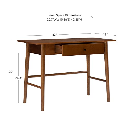 Linon Melissa Mid-Century Walnut Desk, 42" W X 19" D X 30" H #TOP2
