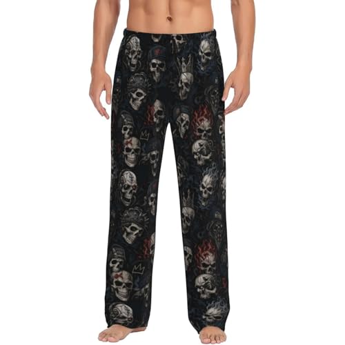 CHILEARTHER Men Funny Pajama Pant Skull PJ Pant with Pocket Drawstring