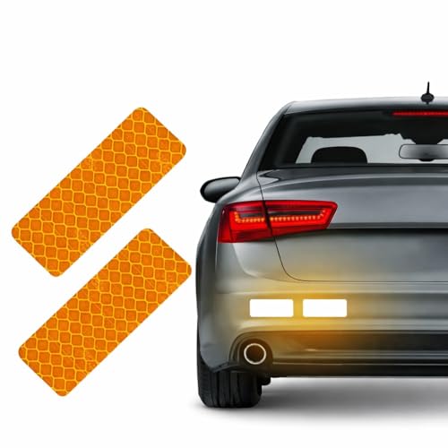 Image of VADDA Universal Reflective Car Stickers 10 Pcs, Rectangular Stripe Stickers for Cars, Trucks, Bikes, Bicycle, Night Visibility Vehicle Safety Reflectors for Car Bumper, Hood, Fender & Door - Yellow