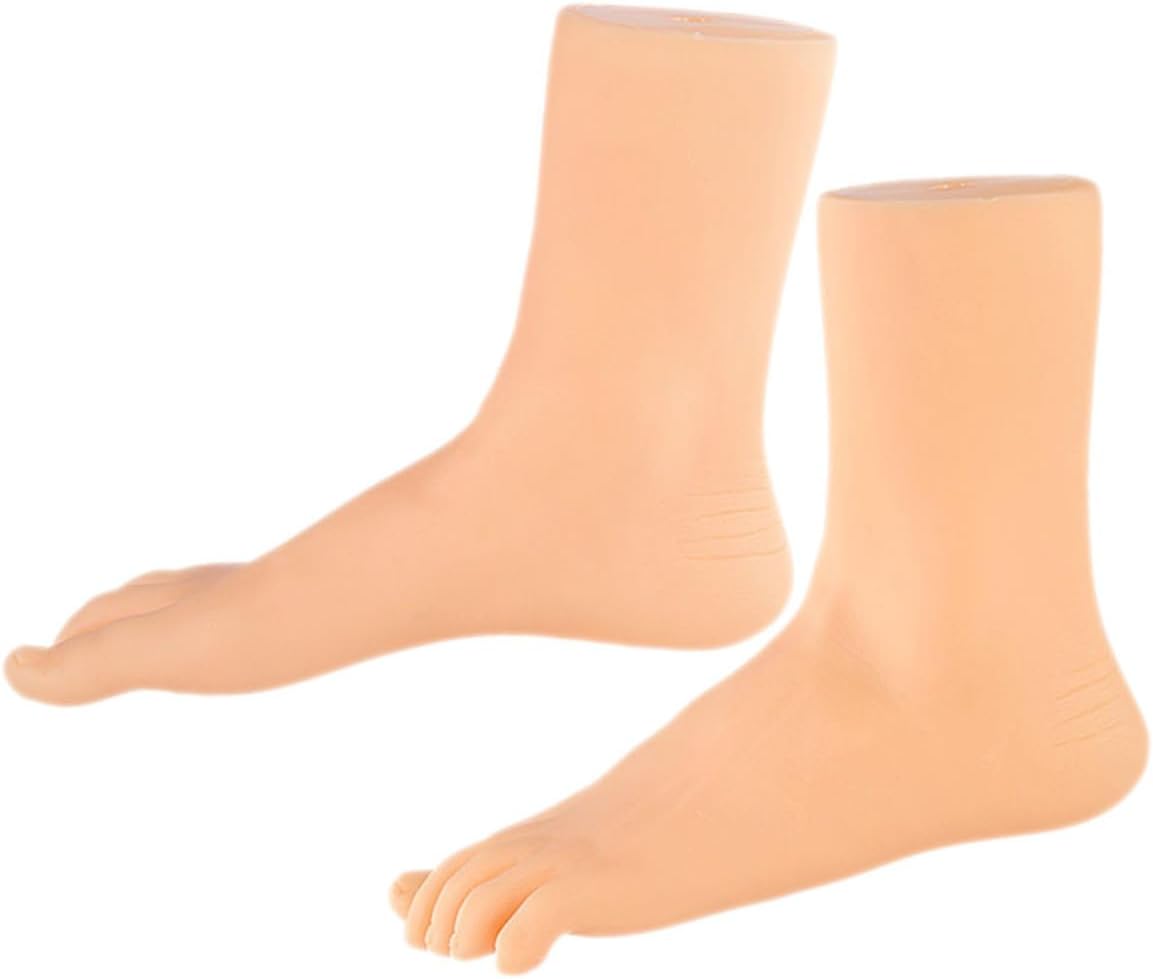 CHILDWEET Realistic Foot Model for Display and Art Skin-Colored PVC Foot Mannequin for Painting Photography Teaching and Sock Presentation Versatile Hollow Soft Design