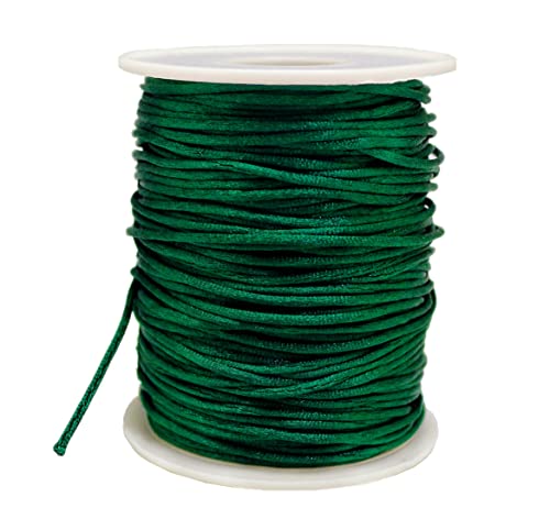 Fbshicung Satin Nylon Trim Cord, 263Feet 1.5mm Rattail Beading String Cord for Arts and Crafts, Macrame Bracelets, Necklaces,DIY, Jewelry Making(Green)