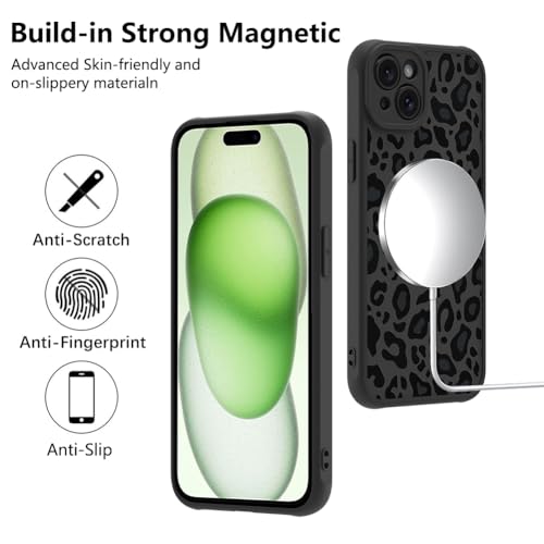 Image of KANGHAR Case for iPhone 15 Plus Phone Case Leopard Printed Pattern | Cute Cheetah [Compatible with Magsafe] Protective Magnetic Case for Girls Women Men 6.7 inch