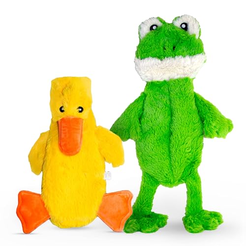 FGA-MARKETPLACE-Duck-and-Frog-Flat-NO-Stuffing-NO-Squeak-Plush-Dog-Toy-Funny-Style-Will-Entertain-Your-Dog-for-Hours-Recommended-for-Small-and-Medium-Dog-21-INCH-Long
