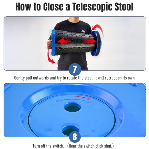 Image of Doseno Upgraded Foldable Stool Thickened Set of 2, Portable Collapsible Stool Retractable Stool, Foldable Portable Collapsible Chair for Fishing, Hiking Tours, BBQ, Parties, Outdoor Activities (Blue)
