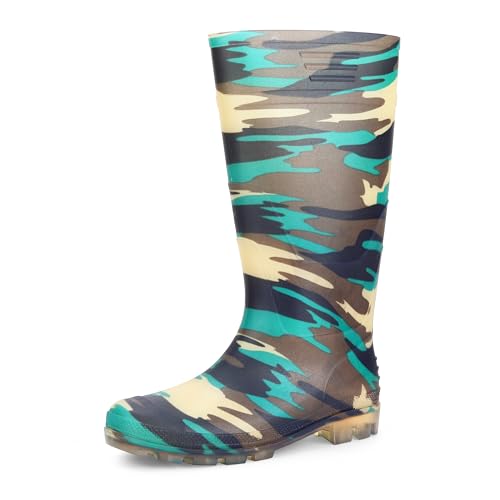 Image of Vaultex Military Design Gumboots for Men 15 inch Height Ultra Lightweight Anti-Slip Sole, Waterproof Puncture & Tear Resistant for Industrial, Agriculture, Rainwear, & Construction Size -5 to 12