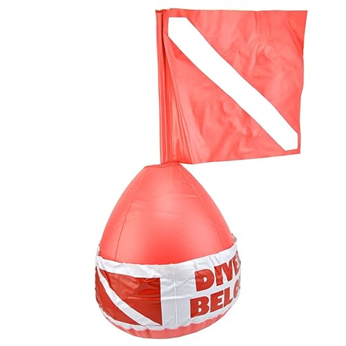 Boya de buceo con bandera y flotador inflable de seguridad para señalización submarina en mar