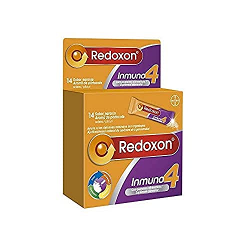 Vitamina C Redoxon Inmuno 4 Complemento Alimenticio con Zinc, Equinácea y Própolis, Ayuda al Sistema Inmunitario, Sabor Naranja, 14 Sobres Cover