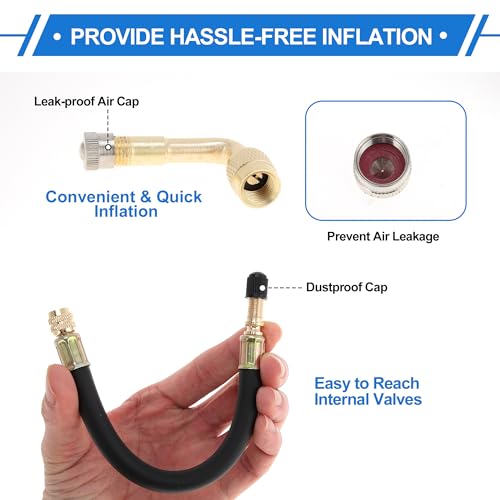 Image of Motoforti 1set 90 Degree Copper Tire Valve Extension with Flexible Plastic 210mm Tyre Valve Inflation Adapter for Car Motorcycle RV Truck Bike