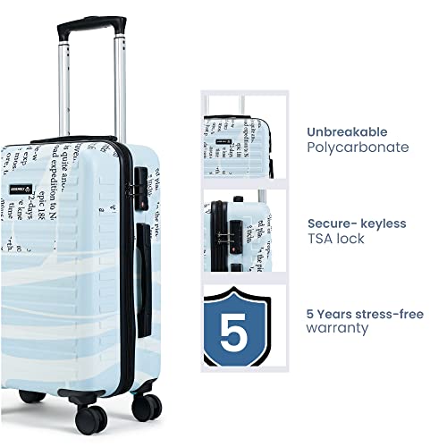 Image of Assembly Hard-Sided Cabin Trolley Bag Small (55 cms) - Polycarbonate Printed Suitcase for Travel with TSA Lock - 20 Inches - Scripted