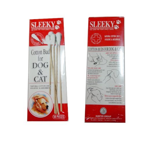 Sleeky Pet Ear Cleaning Cotton Bud for Dog & Cat 100% Natural Cotton (50 pieces)