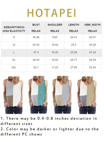 Hotapei Women's Knit Tank Tops Casual V Neck Colorblock Flowy Sleeveless Cami Summer Blouses Apricot Small #TOP5