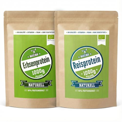 Bio Reisprotein 1kg und Bio Erbsenprotein 1kg im Bundle