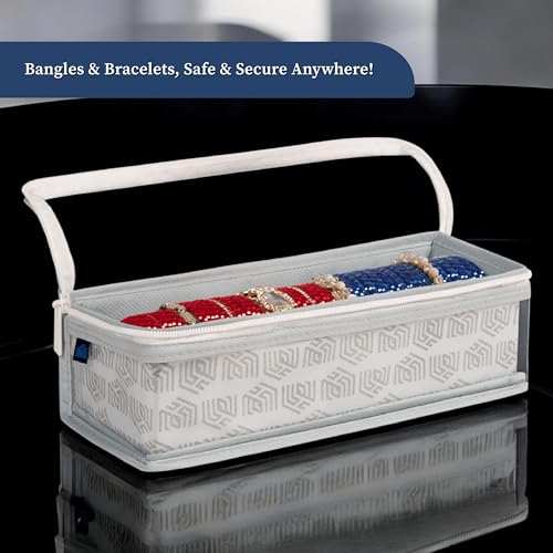 Image of HomeStrap Non-Woven Single Rod Bangle Box with Transparent Top | Waterproof, Dustproof Organizer for Bangles, Chudis, Bracelets, Watches & Jewellery | Compact Storage Organizer | Grey | Pack of 2