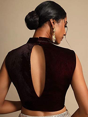 Women's Readymade Blouse For Sarees Indian Designer Velvet Bollywood Padded Stitched Crop Top Choli3