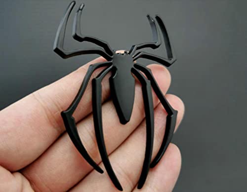 2 Pcs 3D Spider Chrome Emblems Badges Sticker Car Decoration for Universal Car Vehicle, Truck, Motorcycle, RV, Scooter, SUV, Door, Window (Black-B0CJBKLZKB)