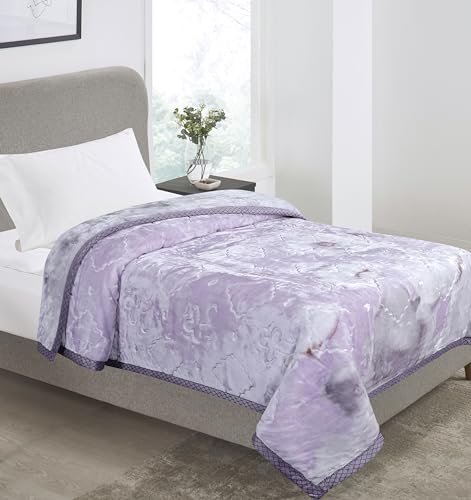 Image of Petals Dreams Snow Drop Blanket Single Bed for Moderate Winter, 900 GSM, 2 Ply, Cloudy Mink Blanket (160x220 cm) (Light Purple)