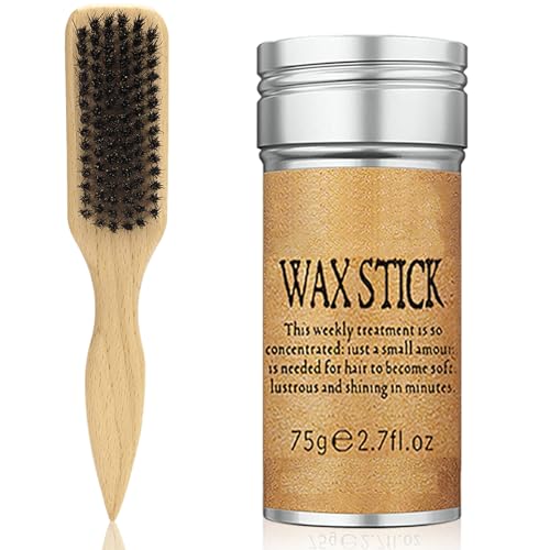SPRINGSKY Slick Back Hair Brush & Wax Stick Set