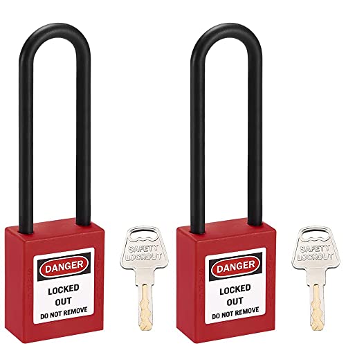 Image of 6mm Lockout Tagout Locks Safety Padlock Loto Locks Keyed Differently PA Lock Out Tag Out Steel Shackle Small Luggage Padlocks Red 2PCS