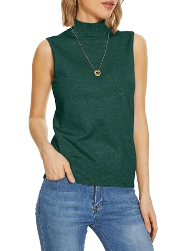 Image of INKOFF Sleeveless Mock Neck Turtleneck Knit Tops Women Dressy Casual Sweater Vest Business Work Tank