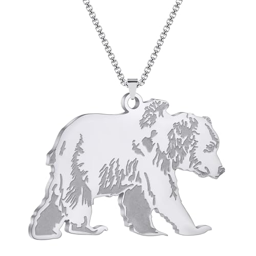 Collier ours brun d'Amérique du Nord pour homme au style animal vintage