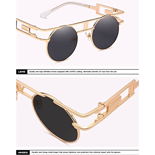 Vintage Round Steampunk Sunglasses Men And Women Punk Sun Glasses4
