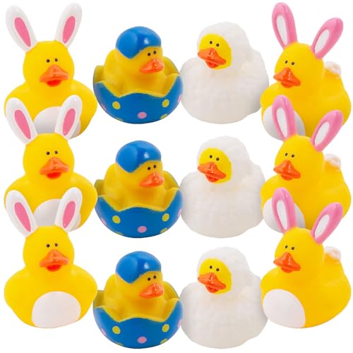 Fun Express Easter Rubber Ducky Party Favors 12 Count (Pack of 1)