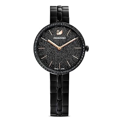 Swarovski Cosmopolitan Orologio, con CristalliSwarovski e Bracciale di Metallo, Finitura in Nero, Meccanismo al Quarzo, Nero