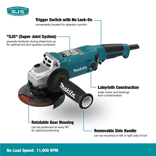 Makita Ga5020 5" Sjs Angle Grinder, With Ac/Dc Switch, Blue #TOP5