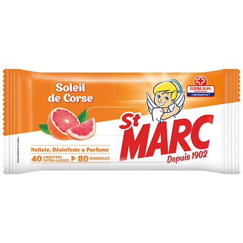 St Marc Lingettes Desinfectantes et Nettoyantes Parfum Agrumes Soleil de Corse - 40 Lingettes Extra-Larges Cover