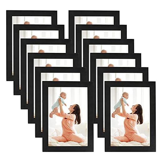 CRUGLA 4x6 Magnetic Picture Frames for Refrigerator 12 Packs, Modified Magnetic Sheet with Self Adhesive Backing, Black 4 by 6 Photo Frame Set for Locker Glass Window Door Cubicle