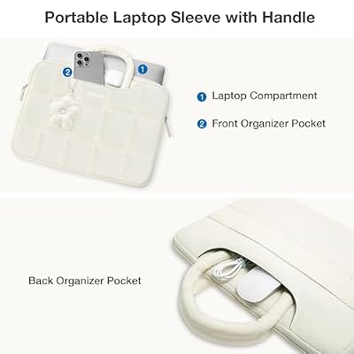 MOSISO Laptop Case 13.3 inch,13-13.3 inch Puffy Laptop Sleeve Compatible with MacBook Air 13 13.6/Pro/Neo 13/Pro 14,HP Dell ASUS Lenovo,Rectangle Quilted Bag with Handle&Flower Pendant, Sand