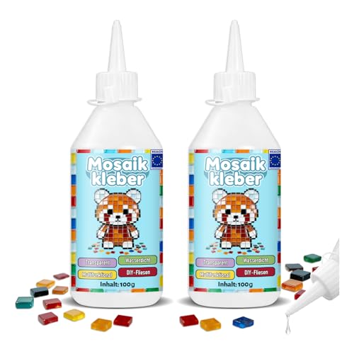 Mosaikkleber transparent stark haftend schnelltrocknend wasserfest ungiftig ideal für DIY-Fliesenkunstprojekte und Bastelbegeisterte (200ml)