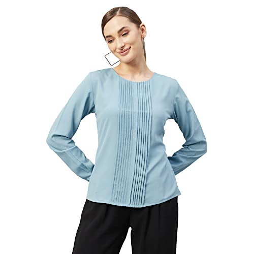 Image of Carlton London Women's Solid Regular Fit Blouse