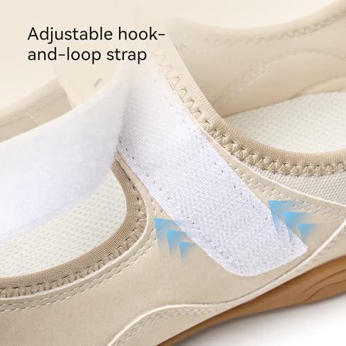 Image of BOSTANTEN Mary Jane Sneakers, Wide Casual Shoes Women, Hook-and-Loop Strap | Wide Toe Box, Lightweight Flexible Sole, Breathable Mesh Panels, Comfortable Slip On Design, Cute Style for Daily Wear