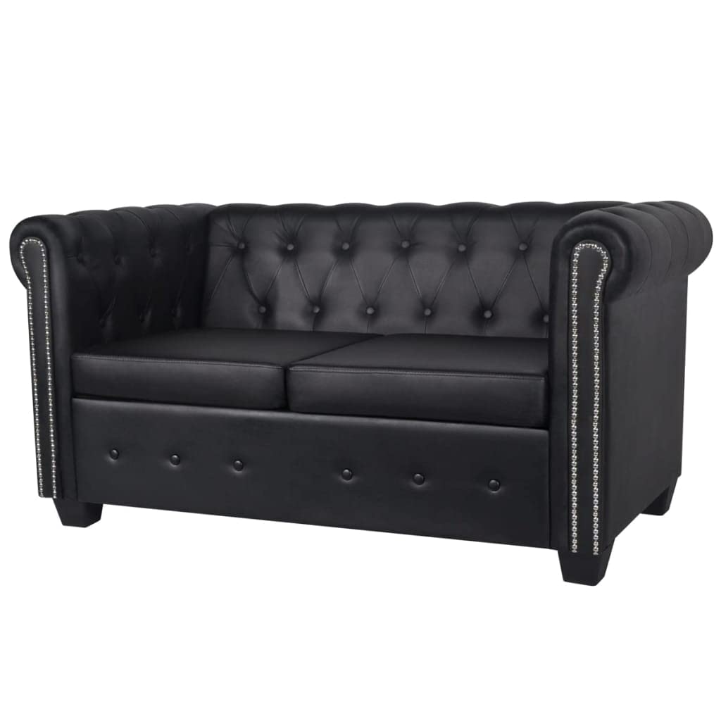 Divani Chesterfield a 2 Posti e a 3 Posti in Similpelle Nero Poltrone Sofa Divano Ufficio Divano Moderno Divano Per Esterno per Soggiorno Sala Studio Balcone Camera Da Letto