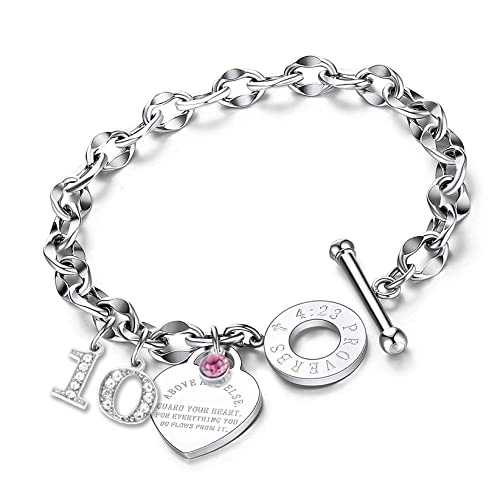 Charm Bracelet for Women, Sweet Heart Charm Bracelets with OT Clasp Birthday Gift for Her, Birthday Gift Idea for Women