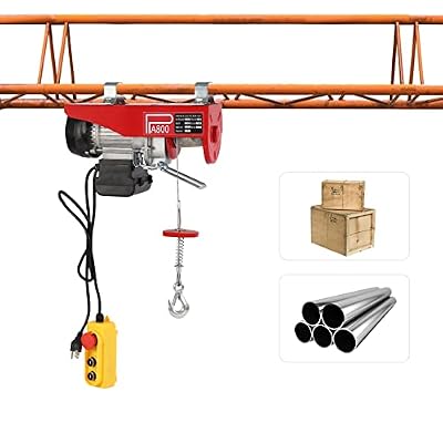 Electric Hoist, Electric Winch Single/Double Slings for Lifting in Factories, Warehouses, Construction Site, Mine Filed, Remote Control Switch Hook Bracket Gloves Pulley, Electric Lift 1763lbs