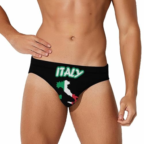 Italy Map Italian Flag Men's Swimming Briefs Low Rise Underwear