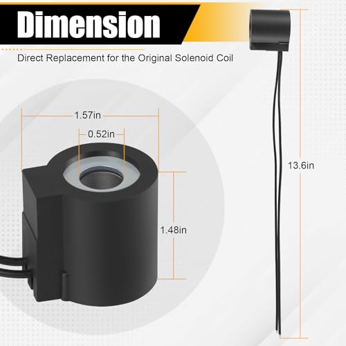 10238-66 Solenoid Coil 12VDC 16W 1/2\" Hole Dual Wire Leads Hydraulic Power Unit Lift Dump, for Valve Stem Series 08