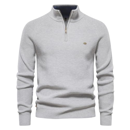 Men's Quarter Zip Up Pullover, Slim Fit Lightweight Mock Neck Long Sleeve Casual Polo Sweaters2