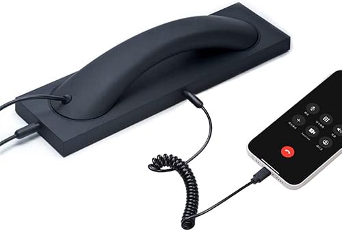Receptores de teléfono retro con enchufe USB-C para teléfono móvil, tableta, laptop, auriculares con botón de respuesta y llamada cómoda, gran