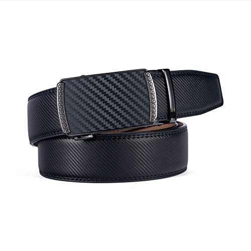 28–68" Ratchet Genuine Leather Men’s Dress Belt Automatic Big & Tall Classic Smooth Trim-to-Fit Gift2