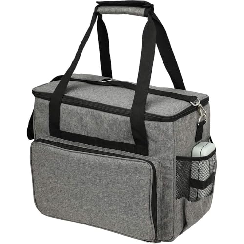 Portable Sewing Machine Bag for Small Sewing Machines, Waterproof Travel Carrying Case with Pockets, Dustproof Storage Organizer for Sewing Accessories, 42x26x33cm, Gray