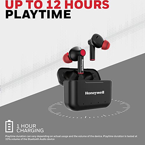 Image of Honeywell Moxie V1000 Truly Wireless Earbuds, Bluetooth V5.0, 2 hrs uninterrupted Music with 10 mins of Charge, Dynamic 10mm*2 Drivers, 200mAh Battery, IPX4 Water Resistance, Voice Assistant Enabled