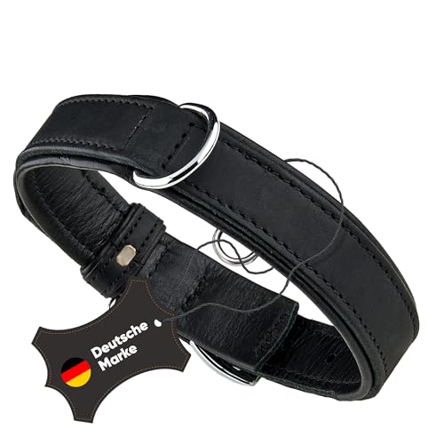 Michur Minimo Schwarz Hundehalsband Leder, Lederhalsband Hund, Halsband, Leder, in verschiedenen Größen erhältlich