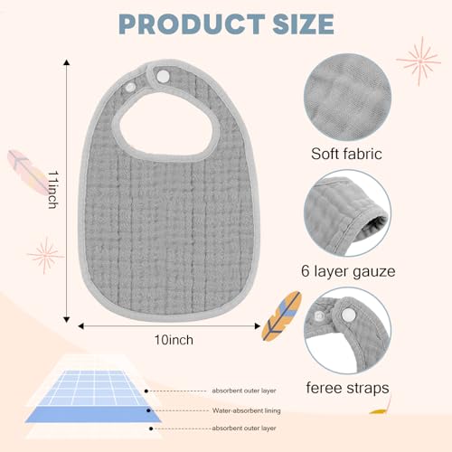 Image of Tallew 8 Pack Muslin Burp Cloths and Baby Bibs for Boy Girl 20 inch x 10 inch Cotton Baby Bandana Drool Bibs Muslin Burp Cloths Absorbent Rag for Newborn Toddler Infant Gifts(Vivid Color)