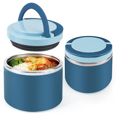 1 Liter Thermobehälter für Essen - Thermo Lunchbox aus Edelstahl mit Griff, Essensbehälter für unterwegs und Mahlzeiten,Thermo Lunchbox Auslaufsicherfür Warme und Kalte für Picknick, Schulen, Büros